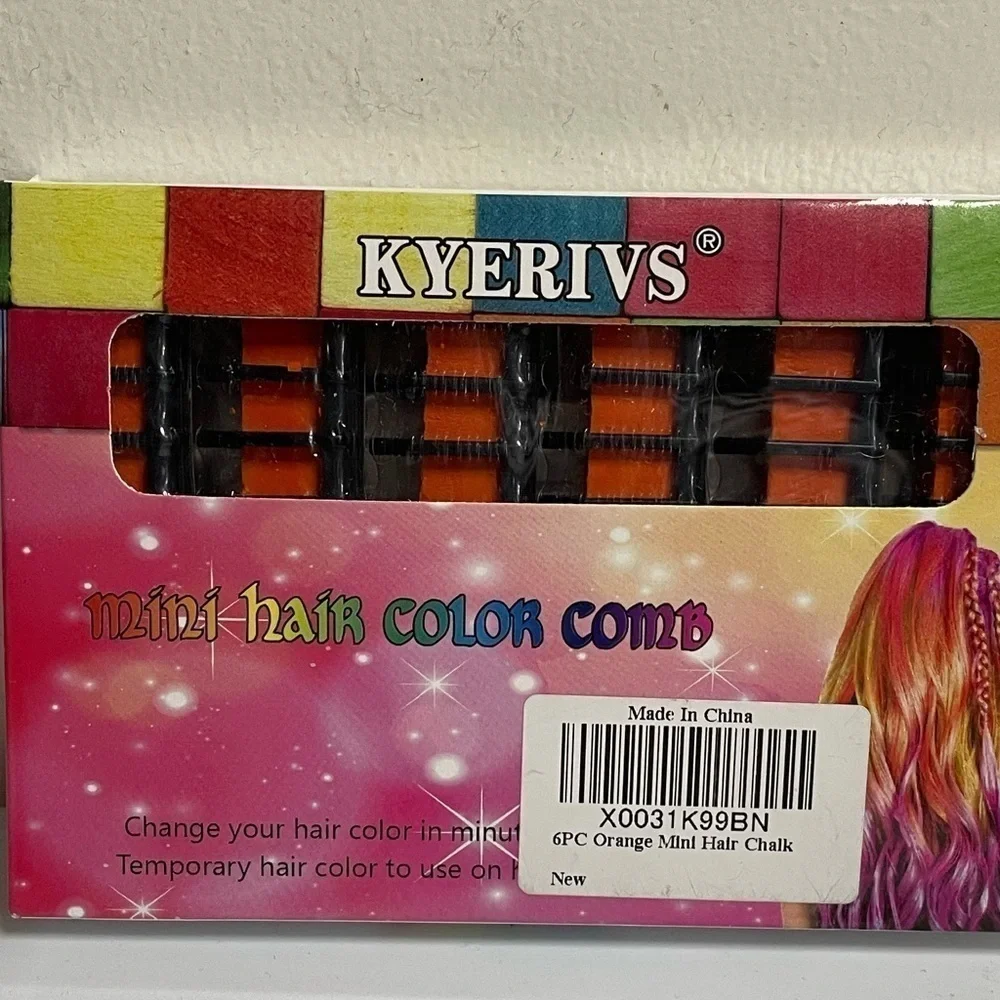 Orange Temporary Hair Chalk Comb, 6 Color Washable Hair Chalk Set Cosplay